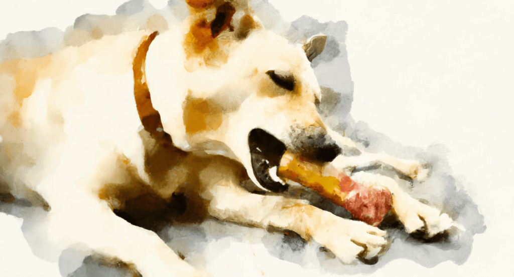 dog eating himalayan dog chews